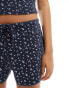 ASOS DESIGN textured short co-ord in navy ditsy print Verwaschenes Marine, XS - EU 32-34 - фото #5