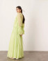 ASOS EDITION extreme chiffon gathered waist maxi dress in apple green Зеленый, 44 - фото #3