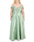 Фото #1 товара Trendy Plus Size Off-The-Shoulder Satin Jacquard Gown