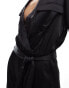 Pretty Lavish satin tie waist utility jumpsuit in black