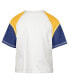 Women's Cream Distressed Golden State Warriors Premier Raglan Cropped T-shirt