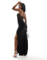 Фото #2 товара ASOS DESIGN strappy soft touch maxi dress with lace insert in black