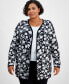 ფოტო #1 პროდუქტის JM Collection Plus Size Botanical-Print Open-Front Cardigan, Created for Macy's