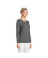 Фото #8 товара Women's Petite Relaxed Supima Cotton Long Sleeve Crewneck T-Shirt