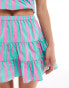 ASOS DESIGN tiered short co-ord in pink and green stripe