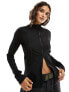 Фото #1 товара Weekday Lionella long sleeve zip up top with piping detail in black