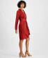 ფოტო #3 პროდუქტის Women's Collared Long-Sleeve Wrap Dress