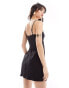 Фото #4 товара Miss Selfridge linen strappy split hem mini dress in black