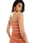 Pretty Lavish knit bandeau top co-ord in terracotta stripe