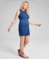 Фото #3 товара Women's Denim Sleeveless A-Line Dress, Created for Macy's