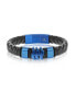 ფოტო #1 პროდუქტის Stainless Steel Genuine Black Leather Bracelet