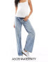 ASOS DESIGN Maternity mid rise baggy boyfriend jeans in mid blue