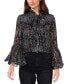 ფოტო #1 პროდუქტის Women's Tie-Neck Flare-Sleeve Top