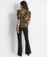 ფოტო #2 პროდუქტის Women's Printed Puff-Sleeve V-Neck Blouse