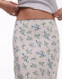 Topshop vintage lace ditsy floral 90s length bias skirt in blue and ivory