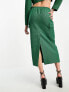 Extro & Vert maxi skirt with split in green check co-ord