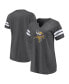 Women's Charcoal Distressed Minnesota Vikings Plus Size Logo Notch Neck Raglan Sleeve T-shirt