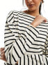 Фото #7 товара Stradivarius oversized striped t-shirt in natural