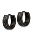 Stainless Steel Polished Black plated Hinged Hoop Earrings