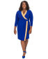 ფოტო #3 პროდუქტის Colorblocked Faux-Wrap Sheath Dress