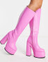 Фото #3 товара ASOS DESIGN – Captivate – Kniehohe Stiefel in Rosa mit extremer Plateausohle