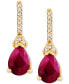 ფოტო #3 პროდუქტის Ruby (3/8 ct. t.w.) & Diamond Accent Drop Earrings in 14k Gold