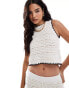 Фото #1 товара ASOS DESIGN knitted tank top with split back and tipping co-ord in cream