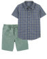 Фото #1 товара Kid 2-Piece Button-Down Shirt & Pull-On Terrain Shorts Set 14