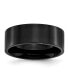Stainless Steel Polished Black IP-plated 8mm Flat Band Ring