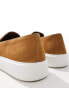 Walk London Robbie Weave Slip Ons In Tan Suede