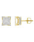 ფოტო #1 პროდუქტის Men's Diamond (1/4 ct.t.w.) Square Earring Set in 10k Yellow Gold
