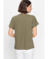 ფოტო #2 პროდუქტის Women's 100% Cotton Short Sleeve Split Neck Eyelet T-Shirt