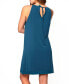 Women's Malachite Solid Soft Knit Chemise with Halter Neck and Keyhole Tie Back
