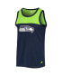 Men's College Navy, Neon Green Seattle Seahawks Team Touchdown Fashion Tank Top