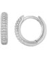 Фото #1 товара Cubic Zirconia Pavé Small Huggie Hoop Earrings in Sterling Silver, 0.51", Created for Macy's