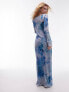 Фото #7 товара Topshop distressed blue floral trim detail maxi dress