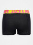 Jack & Jones 3 pack trunks with contrast colour waist band