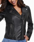 ფოტო #3 პროდუქტის Women's Asymmetrical Zip Leather Moto Jacket