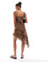 Miss Selfridge chiffon double layer asym hem dress in animal print Tieraufdruck, 38 - фото #4