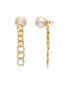 ფოტო #1 პროდუქტის Pearl Front-Back + Cubic Zirconia Chain Dangle Earrings