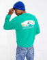 COLLUSION boxy sweatshirt with surf print in green