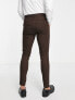 Фото #2 товара ASOS DESIGN super skinny wool mix suit trousers in brown tweed