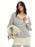 Pretty Lavish striped oversized jumper co-ord in cream and navy Cream & Navy, XS - фото #1