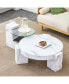 Фото #8 товара Marble Textured MDF Coffee Table Set for Home Decor