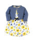 ფოტო #2 პროდუქტის Baby Girls Baby Organic Cotton Dress and Cardigan 2pc Set, Yellow Garden