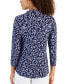 Women's Printed 3/4 Sleeve V-Neck Top, Created for Macy's