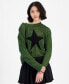 Фото #1 товара Juniors' Long-Sleeve Mesh Star Sweater