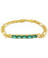 ფოტო #1 პროდუქტის Lab-Grown Emerald Five Stone Figaro Link Bracelet (2-1/4 ct. t.w.) in Yellow-Plated Sterling Silver