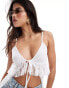 ASOS DESIGN longline split front lace cami in white