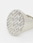 Фото #2 товара ASOS DESIGN oval signet ring with lightning bolt emboss in silver tone